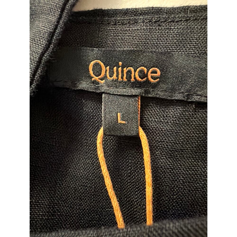 NWT Quince Women Casual 100% European Linen Fit & Flare Midi Dress Size L Black - Picture 7 of 10